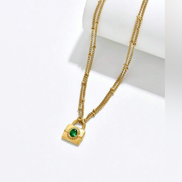 18K Gold Plated Padlock Necklace*Vintage Necklace*Bubble Chain Necklace - Picture 5 of 10